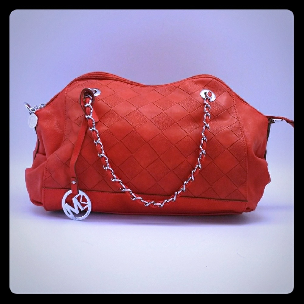 Red chain strap Michael Michelle purse